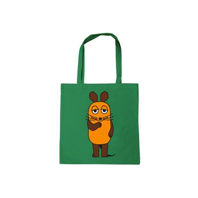 Henkeltasche LOGOSHIRT "Baumwolltasche Die Sendung mit der Maus", Damen, Gr. B/H/T: 8,5cm x 38cm x 42cm, grün, Baumwolle, bedruckt, Taschen, mit Sendung mit der Maus-Logo