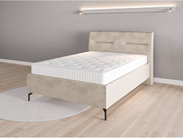 Lattenrostbett 140x200 Nr. 1 - Beige/Braun (Beige) - Vintage Velours