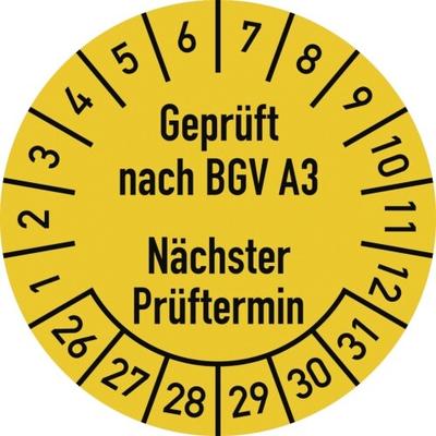 Dreifke® Prüfplakette Geprüft nach... 2026 - 2031, Folie, Ø 30 mm, 10 Stück/Bogen