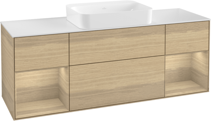 Villeroy und Boch Finion Waschtischunterschrank G741PCPC 160x60,3x50,1cm, Regale Oak Veneer, Oak Veneer