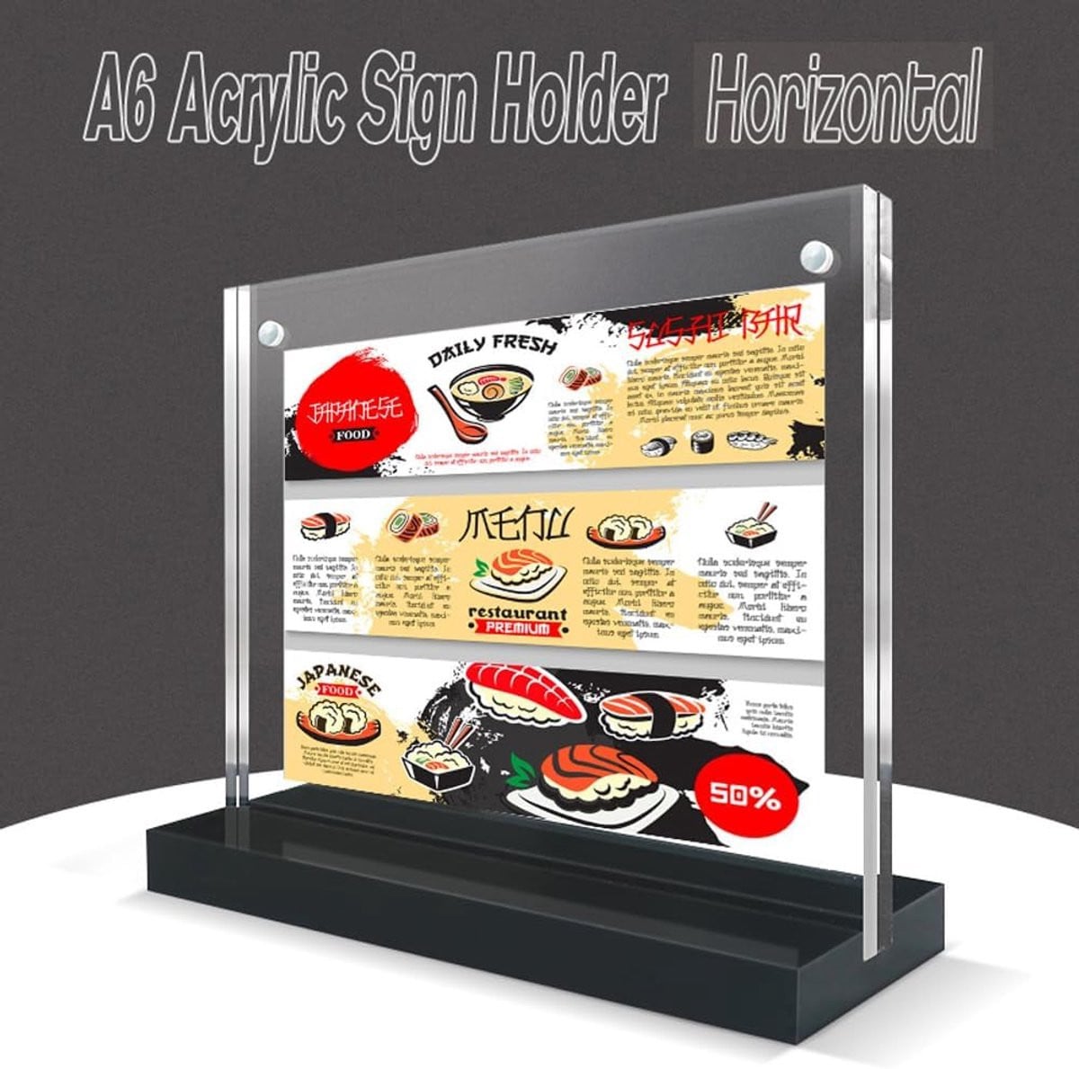Acryl Bordhouder Display Stand Dubbelzijdig A6 Formaat Transparant