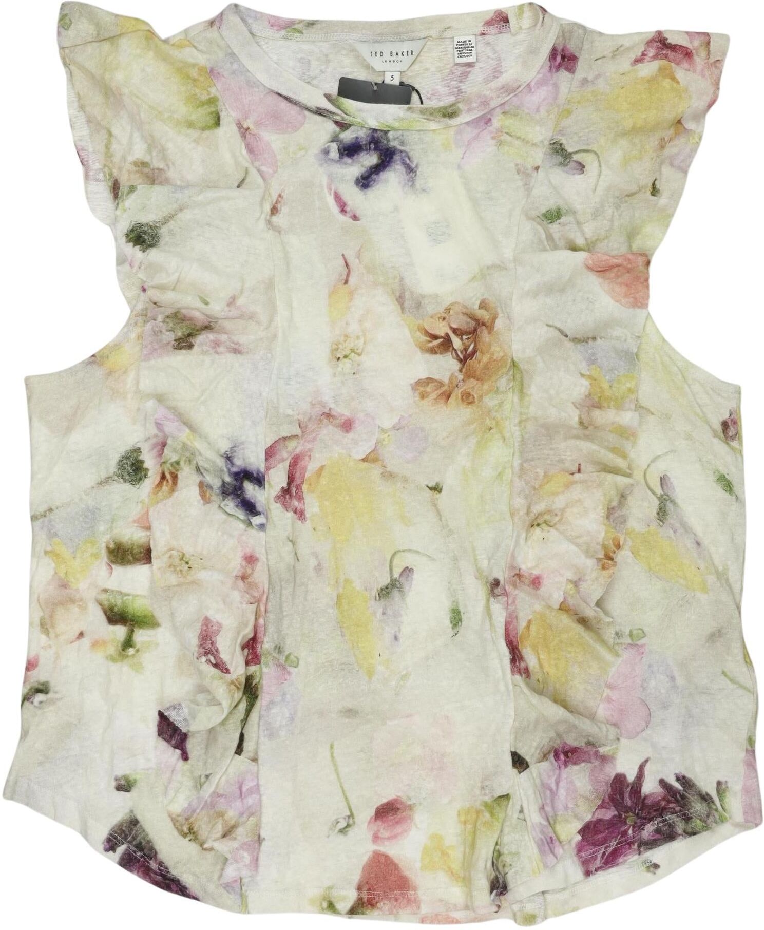 TED Baker Damen Top, Mehrfarbig, Gr. EU 44 (Ted Baker 5), Baumwolle / Leinen - Second Hand