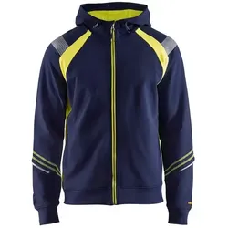 Kapuzen-Sweatjacke "3433" - 4XL - marine/gelb