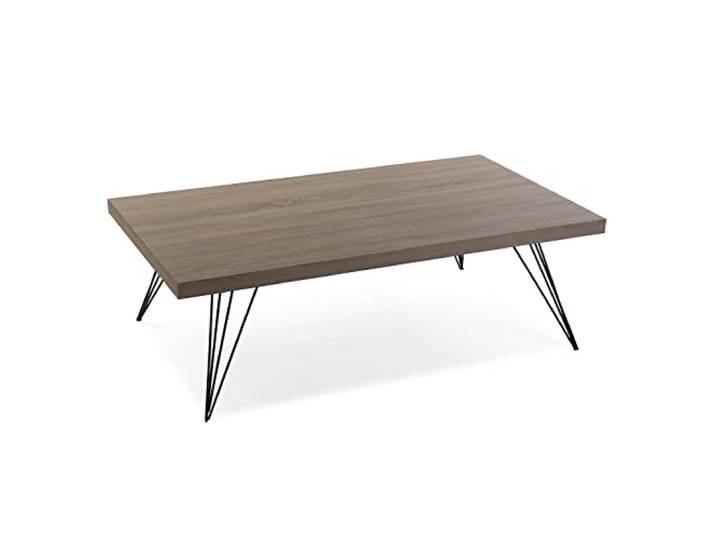 Versa Texas Mesa Auxiliar Baja de café\, Mesa de Centro Para el salón\, Medidas (Al x L x an) 38 x 120 x 70 cm\, Madera y Metal\, Color Marrón y Negro