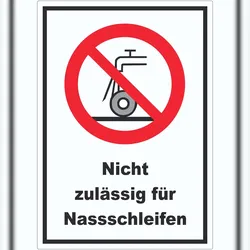 HB-Druck Nicht zulässig für Nassschleifen Aufkleber A9 (37x52mm)