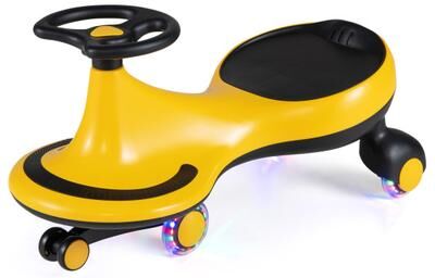 Costway Wiggle Car Ride-on Toy with Flashing Wheels-Yellow