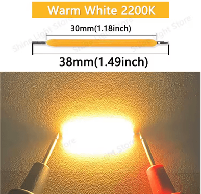 Inspire Picks LumiString 3V COB LED Filament 38mm For DIY & Decorative Lighting (101200pcs) warm White 2200k dc2.8 3.0v 100pcs