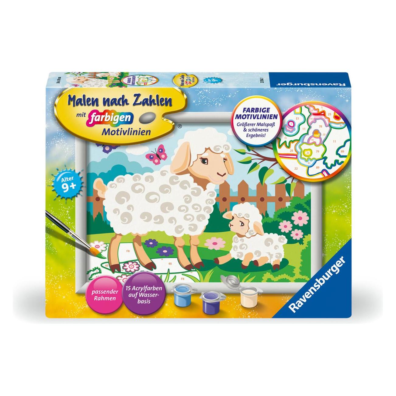 Ravensburger Malen nach Zahlen 23764 - Schaf mit Lämmchen - Kinder ab 9 Jahren (23764)