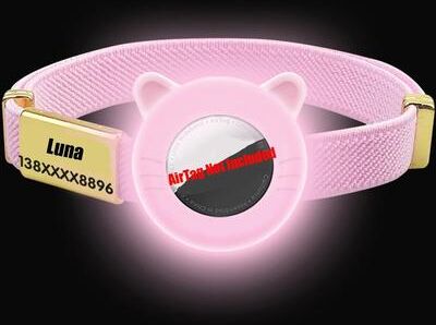 Uplifted Finds Guardian Link AirTag Tracker & Custom Collar shiny Pink Case Tag