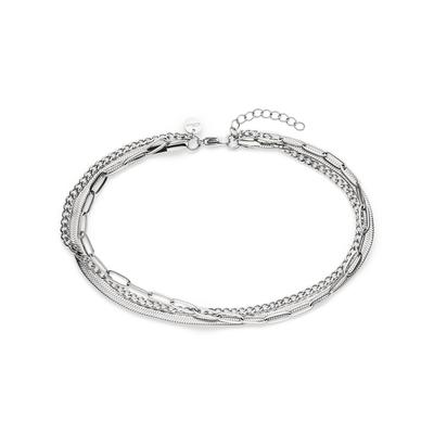 Fußkette S.OLIVER "Fine Layers", edelstahlfarben, Fußketten, Damen, Edelstahl