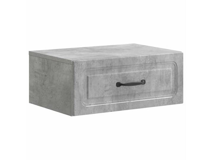 KUPTYERFG Wandmontierter Nachttisch Betongrau Holzwerkstoff 49x34,5x20 cm Platzsparender Hängeschrank mit Schublade für Schlafzimmer: Kompakte Wandbefestigung in moderner Beton-Optik.