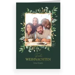 Weihnachtskarte: Edles Grün mit Fotos in Grün