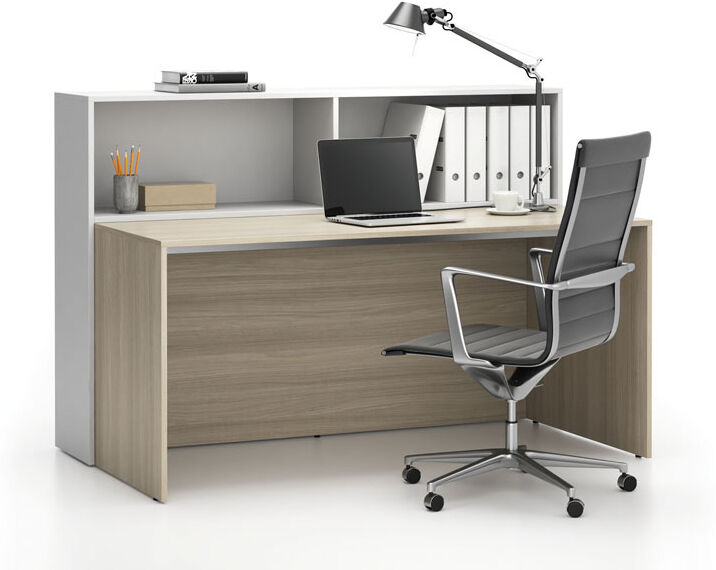 PLAN Büroschreibtisch-Set SEGMENT, mit 2 Einlageböden für rechte Ecke, Eiche natur/weiß
