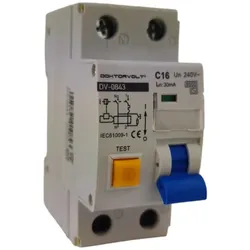 FI-Schutzschalter mit Überstromschutz C16 Typ A 30mA 2P 16A RCBO Doktorvolt DV-0843