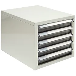PROREGAL Schubladencontainer Kobra mit 5 Schubladen | HxBxT 15,5x27x34cm | Lichtgrau
