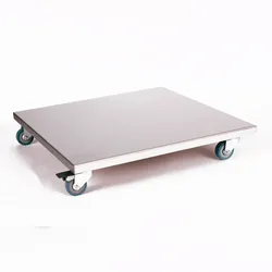 Möbelroller / Pflanzenroller (Profi) 50x50 cm, Edelstahl, 150kg, PU-Rolle + Bremse, Marke: Szagato, Made in Germany