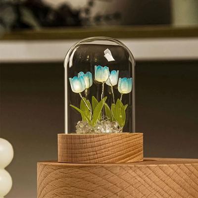Uplift Essentials Handmade Blooming Tulip Glow Bedside Lamp blue 5pcs