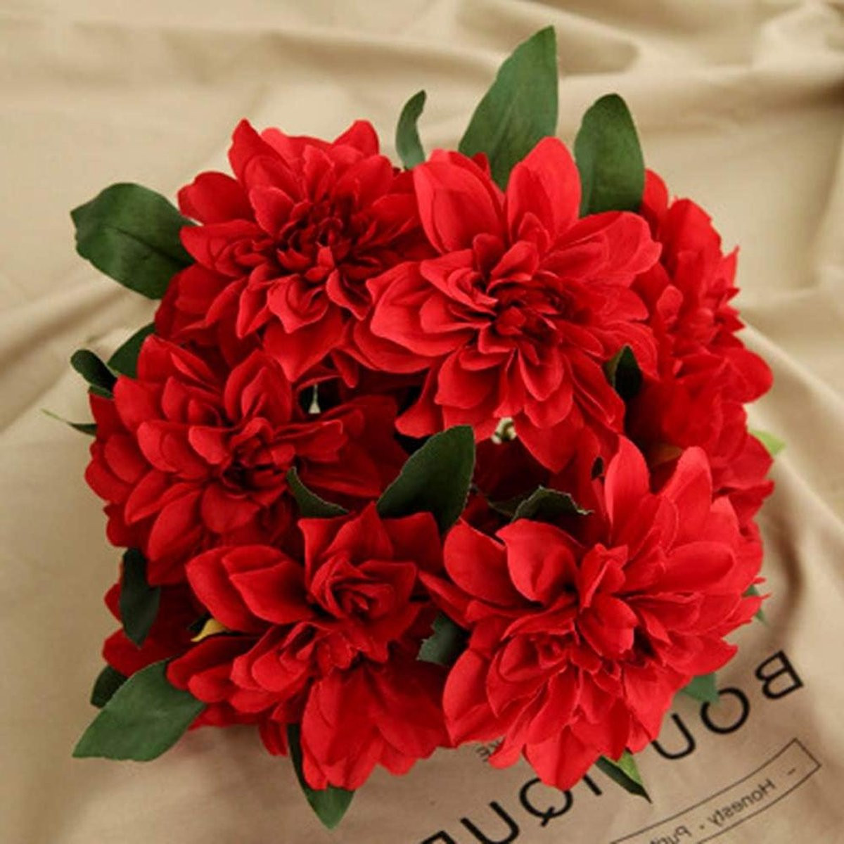 Set van 10 realistische rode zijden dahlia kunstbloemen voor huisdecoratie