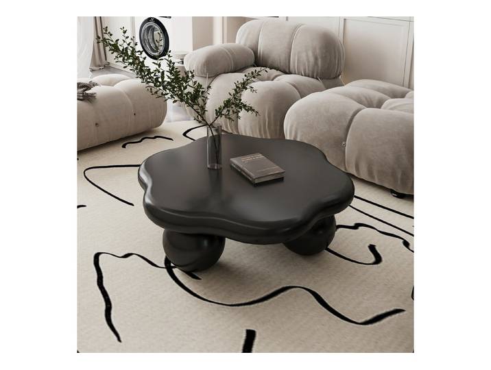 REDOM Couchtisch Abgerundete Blütenblattform, runde Füße, sicher & stilvoll (Packung, 1-St., Moderner Minimalist Couchtisch in Wolkenform, Schwarz), Ideal als Beistelltisch für Wohnzimmer & Leseecke