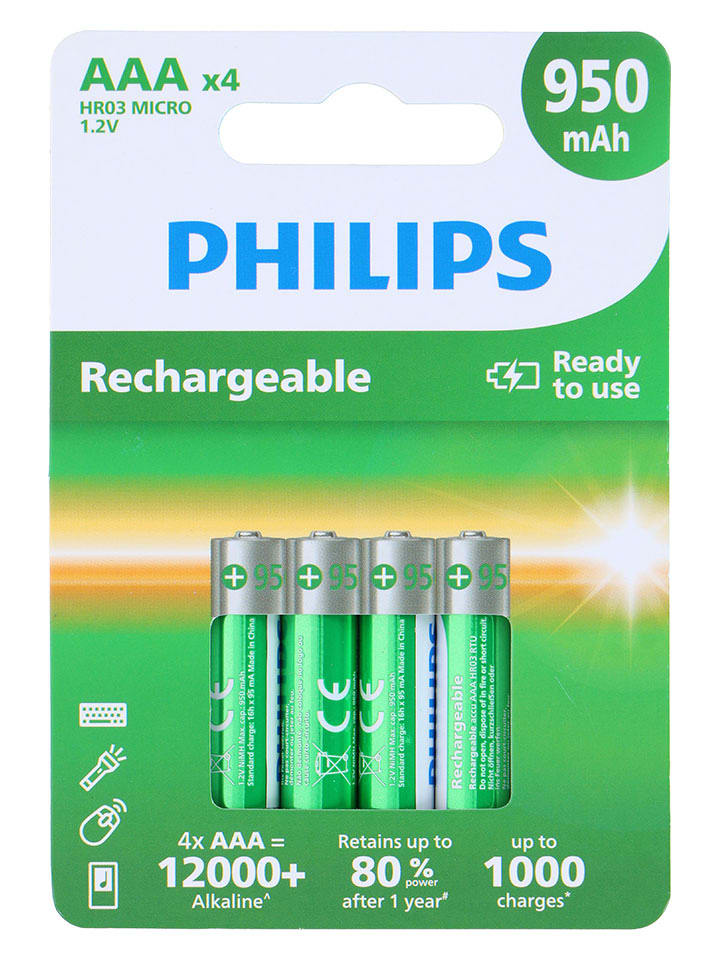 Philips AAA-Batterien 950 mAh - 4 Stück - onesize