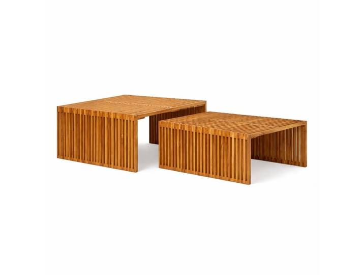 LebensWohnArt Couchtisch 2.tlg. Teak Couchtisch-Set LINETA 80cm Wohnzimmertisch In-/Outdoor