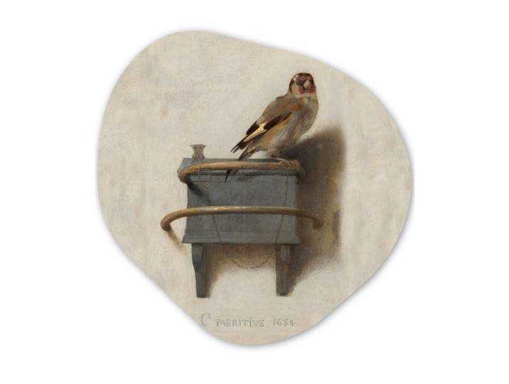 MuchoWow Wandbild Stieglitz - Alter Meister - Carel Fabritius Wandbild 60x60 cm, Grau, Kunststoff, Organisch, 60x60 cm, einfache und schnelle Anbringung, Bilder & Rahmen, Bilder, Sonstige Wandbilder