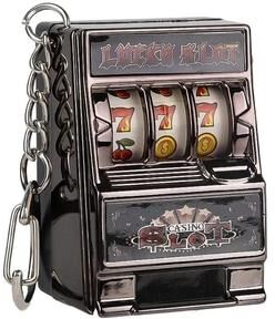DynamicDeals Lucky Spin Mini Slot Machine Keychain Toy For Stress Relief & Pocket Arcade Fun black