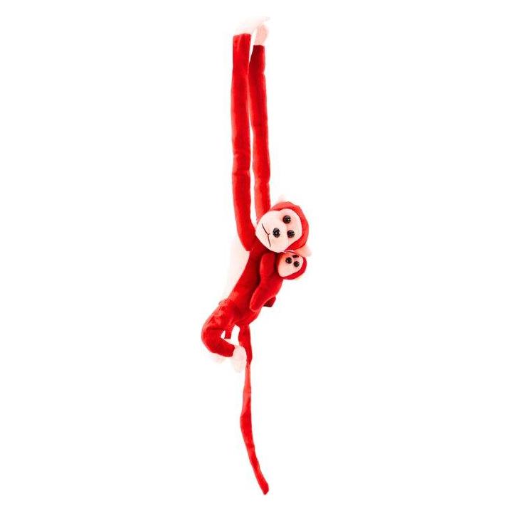 Lean Toys Plüsch-Maskottchen Affe mit Baby Rot 90 cm (90 cm) (LEA16838-uniw)