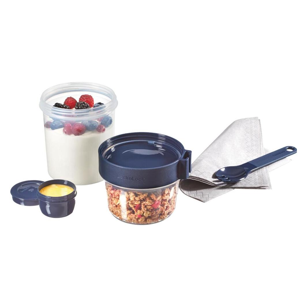 Lock & Lock Cerealienbox ToGo 310 + 560 ml 2 Way Box mit Spork (0.31 l) (LLS222L)