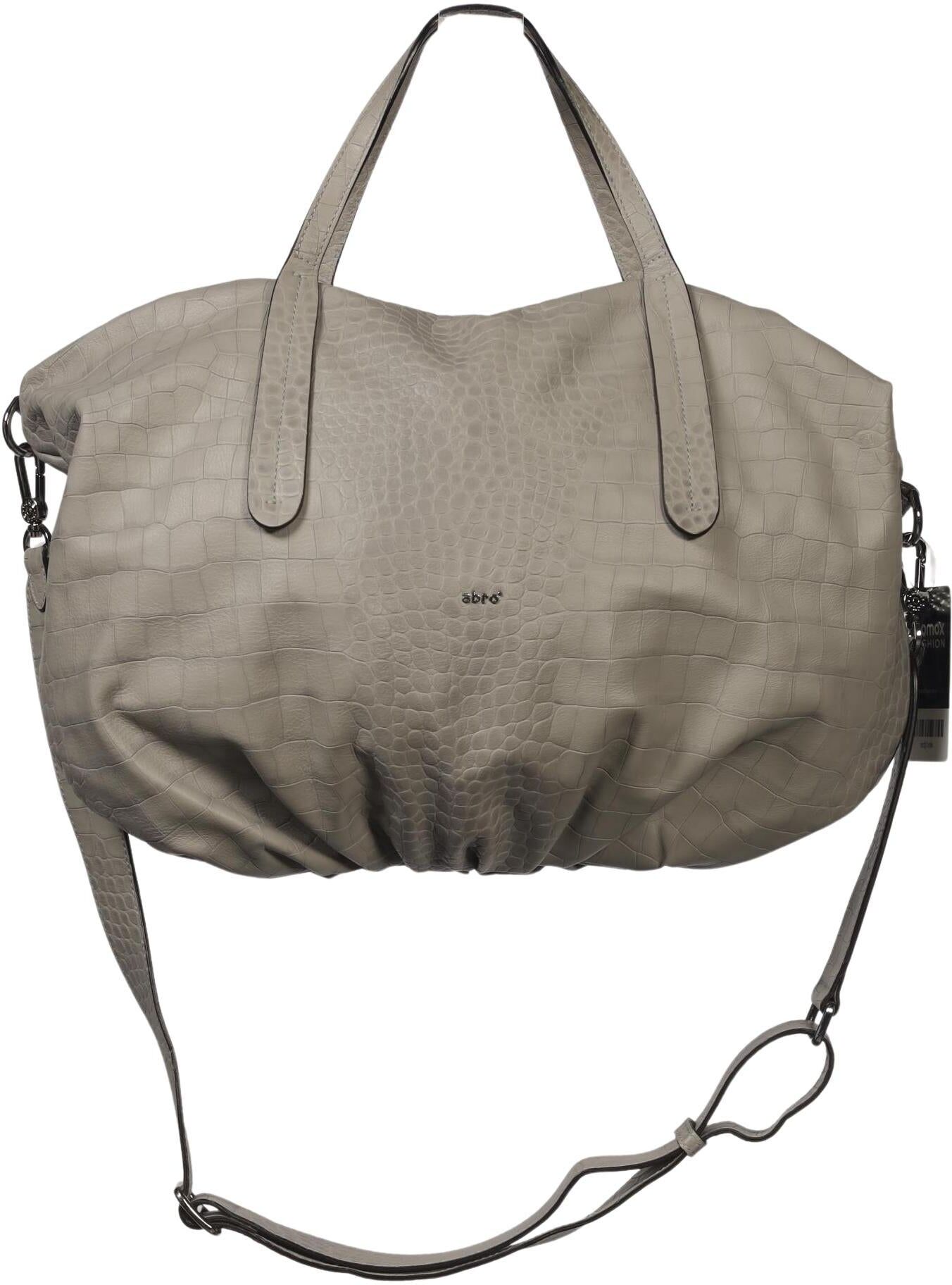 Abro Damen Handtasche gross Leder, Grau, Leder - Second Hand