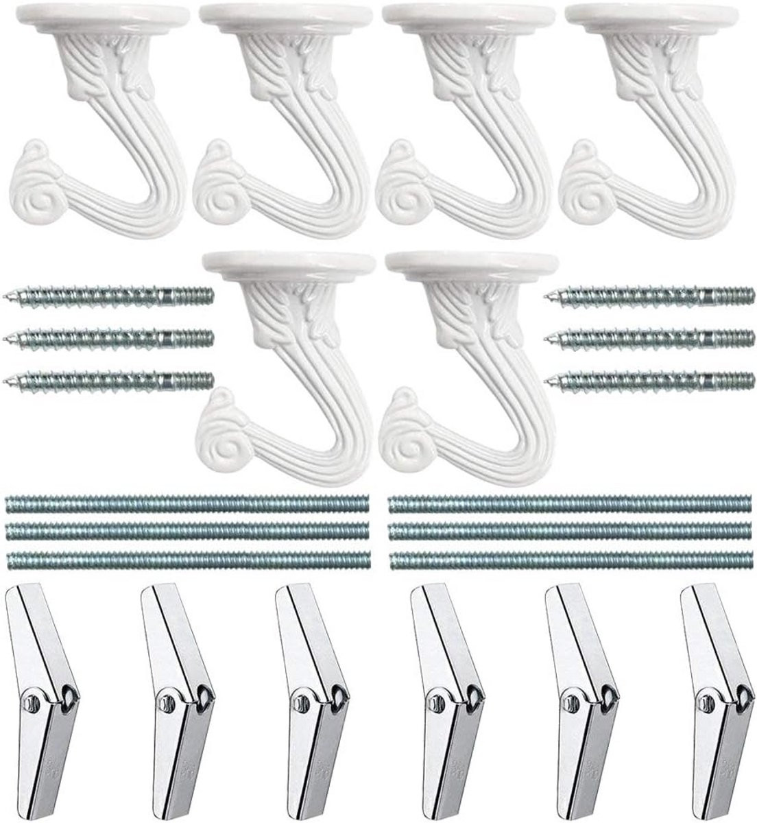 6 Sets Zware Plafondhaken Wit voor Hangplanten en Woondecoratie