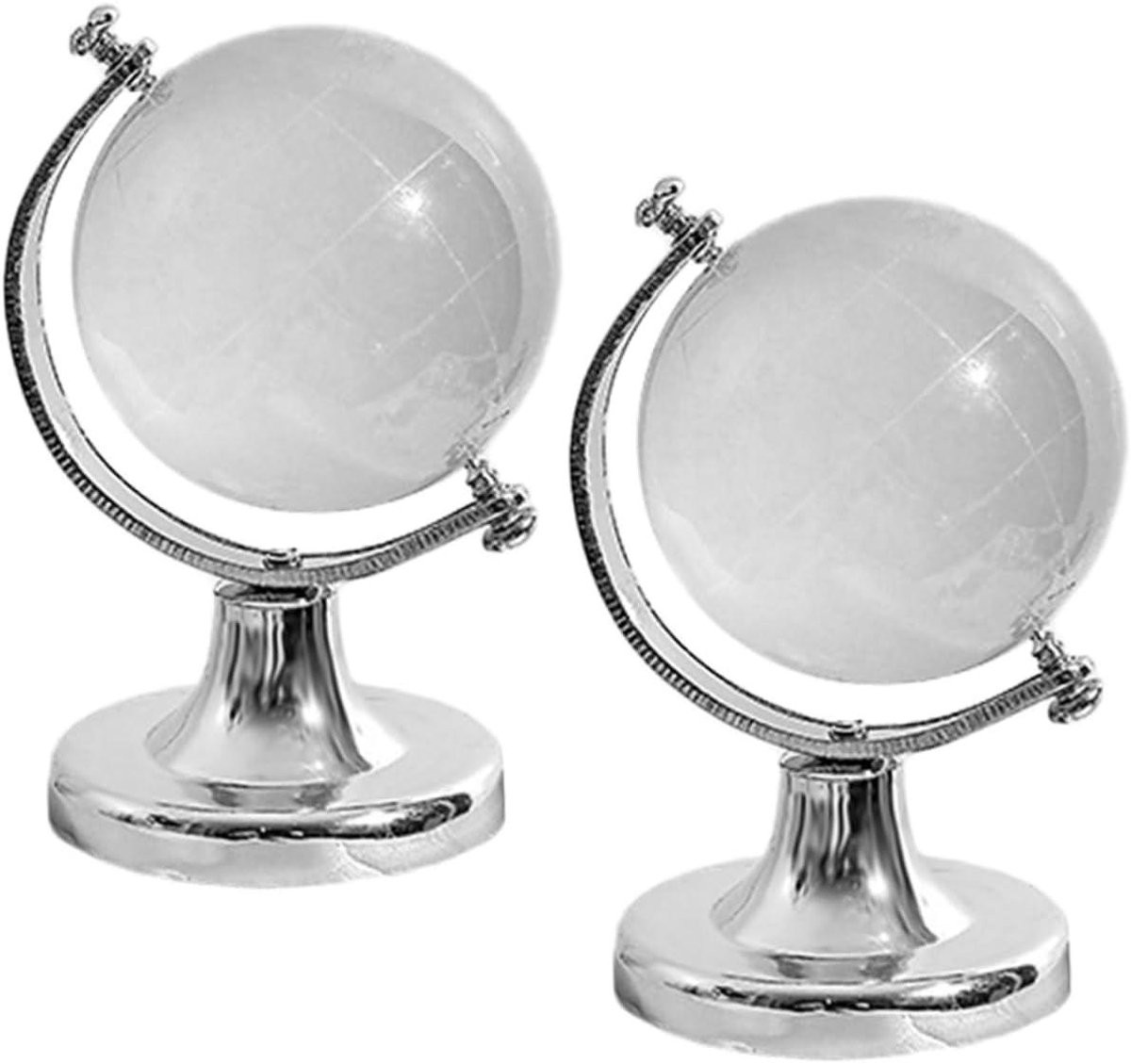 Set van 2 Decoratieve Kristallen Bollen met Wereldbol Bureau Decoratie en Stevige Basis