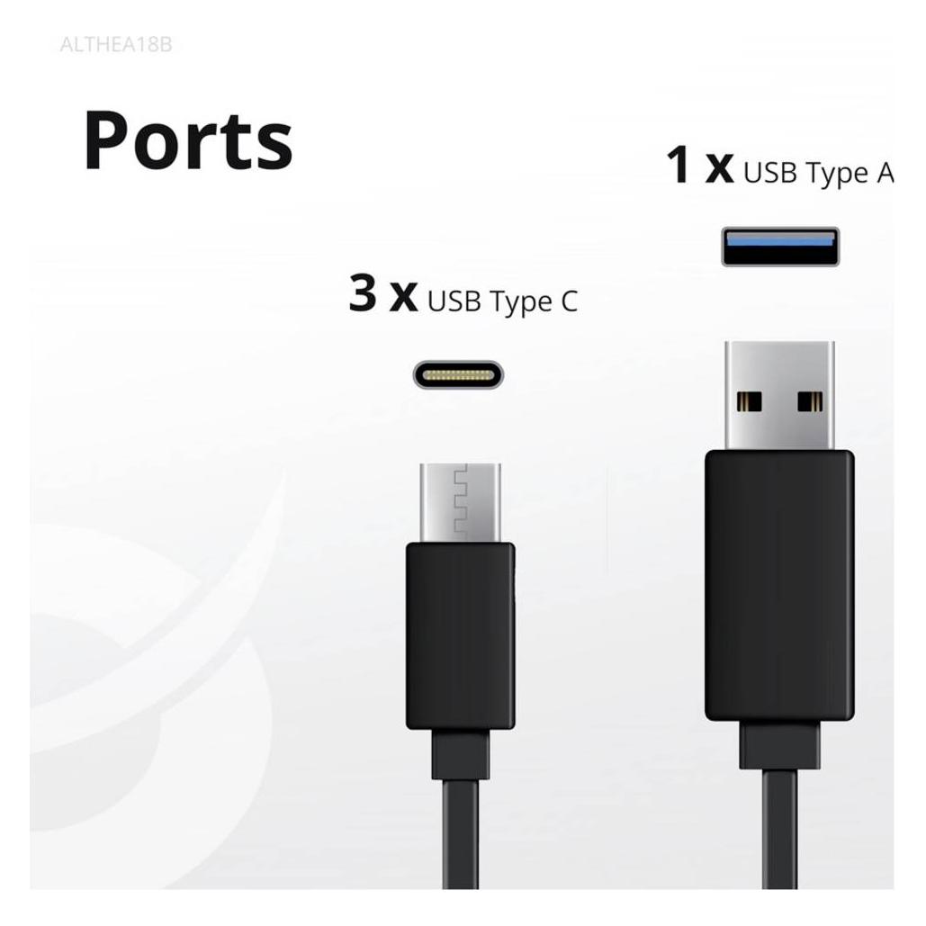 Conceptronic Ladegerät 4Port 100W,3xUSB-C,3-in-1 USB-A PD sw (100 W, 4 Ports) (ALTHEA18B)