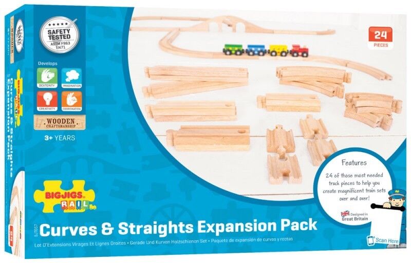 BigJigs Toys Lot d'extension de Rail Curves and Straights - BigJigs