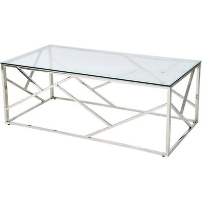 Couchtisch SALESFEVER "Glastisch mit stilvoller Eleganz", silber (silber, silber, klar), B:120cm H:45cm T:60cm, Metall, Sicherheitsglas, Tische, Couchtisch, Edelstahlgestell: Robust, rostfrei und stilvoll