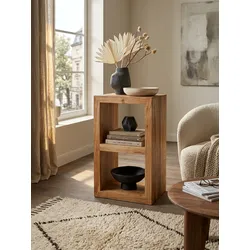 Regal Massivholz 2 Böden Landhausstil MUMBAI, Akazie 50x35x88 cm