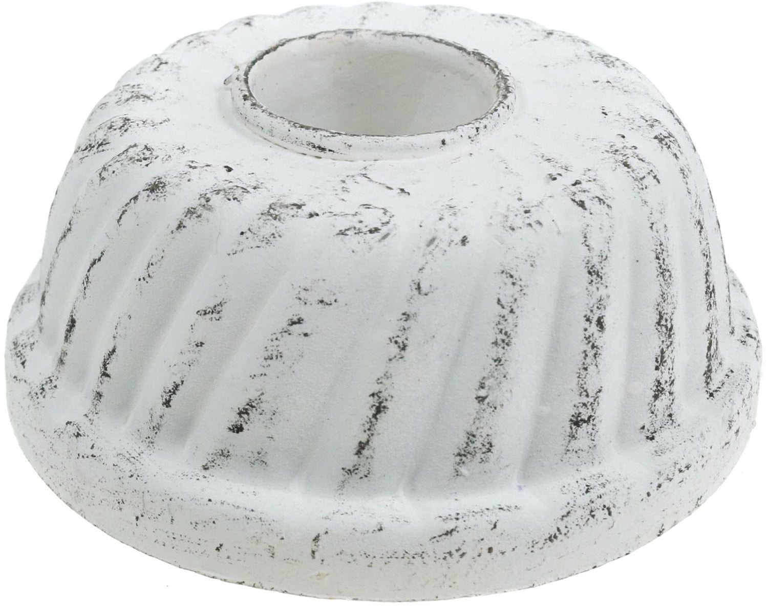 Posiwio Set van 2 Tealight Kaarsenhouders Bundt Cake Shabby Chic Wit Ø7,2 cm, H 3 cm