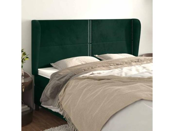 Samt-Kopfteil Henkel dunkelgrün 183x23x118/128 cm mit höhenverstellbaren, Holzbeinen und weicher Rückenstütze zum Lesen und Betrachten des Fernsehens.