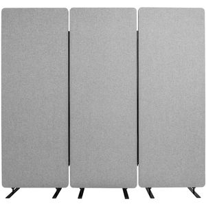 Luxor Stellwand Reclaim RCLM-RD3P-MG, 3-teilig, Akustik-Trennwand, aus Textil, pinnbar, hellgrau, 183 x 168 cm