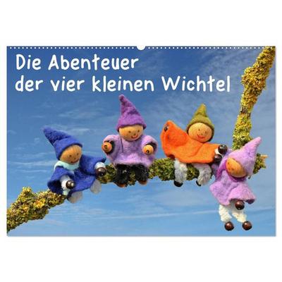 Die Abenteuer der vier kleinen Wichtel (Wandkalender 2027 DIN A2 quer), CALVENDO Monatskalender