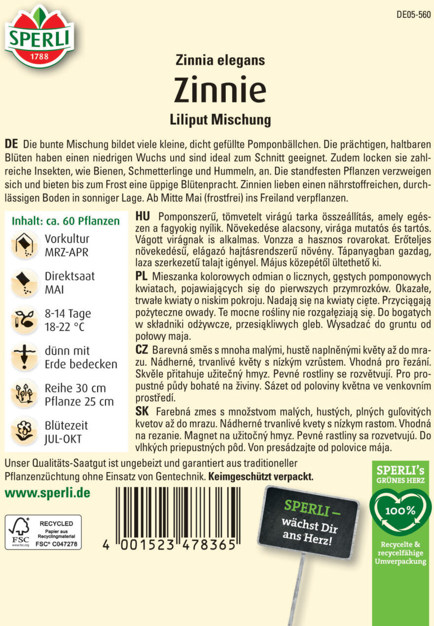 Sperli Zinnie Liliput Mischung