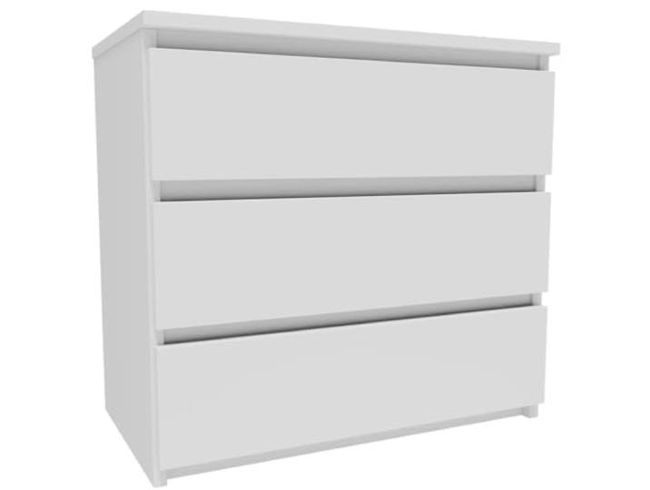 MATKAM Nachttisch CL360BIA, H57 x B60 x T35 cm, mit 3 Schubladen, Perfekt für Moderne Interieurs, robust und hochwertig (Weiß)
