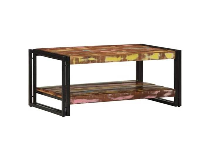 HEFZGDB Couchtisch Altholz Massiv 90x50x38 cm Mehrfarbig - Robuster Beistelltisch aus recyceltem Holz mit Eisenrahmen für Wohnzimmer