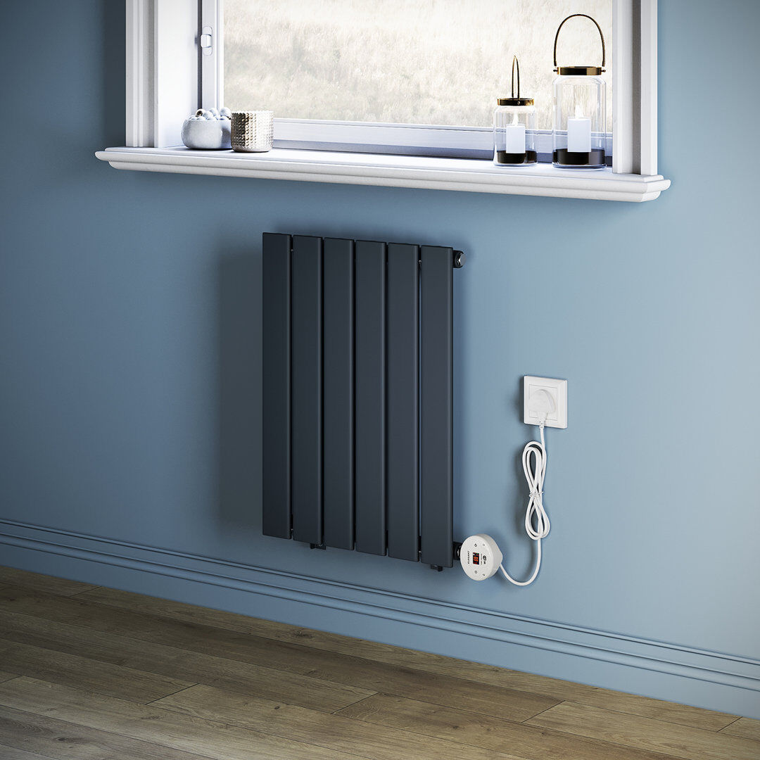 Brayden Studio 60*5.8cm, Smart WiFi-Enabled Electric Radiator Flat Panel with Intelligent Heating Control Anthracite 60cm H x 45.2cm W x 5.8cm D