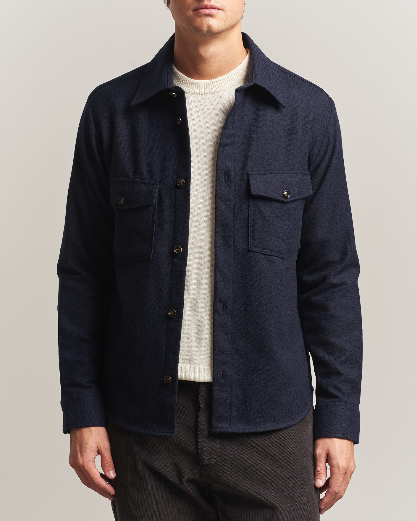 Oscar Jacobson Magnus Wool Shirt Jacket Navy men XL Blå