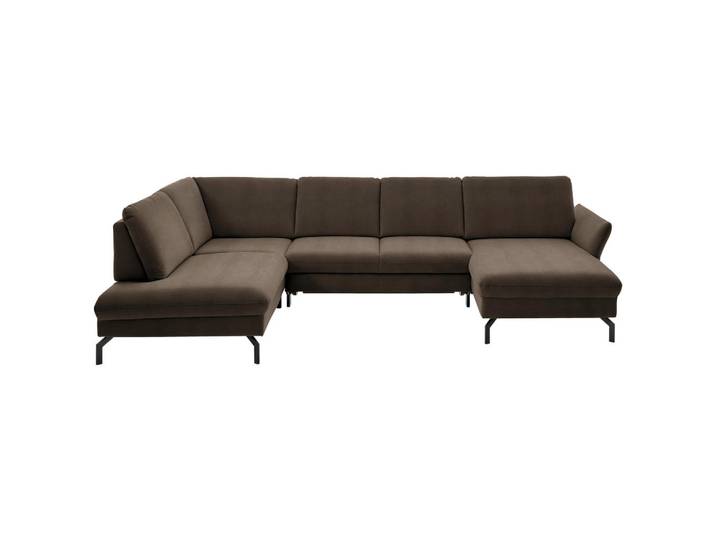 Beldomo System Wohnlandschaft, Braun, Metall, 5-Sitzer, U-Form, 335x220 cm, Goldenes M, Stoffauswahl, Sitzqualitäten, seitenverkehrt erhältlich, individuell planbar, Wohnzimmer, Sofas & Couches, Wohnlandschaften, Wohnlandschaft U-Form