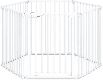 "Costway Extra Wide Baby Gate Fits 34.5-154"" Openings 6-Panel Adjustable Pet Safety Fence-White"