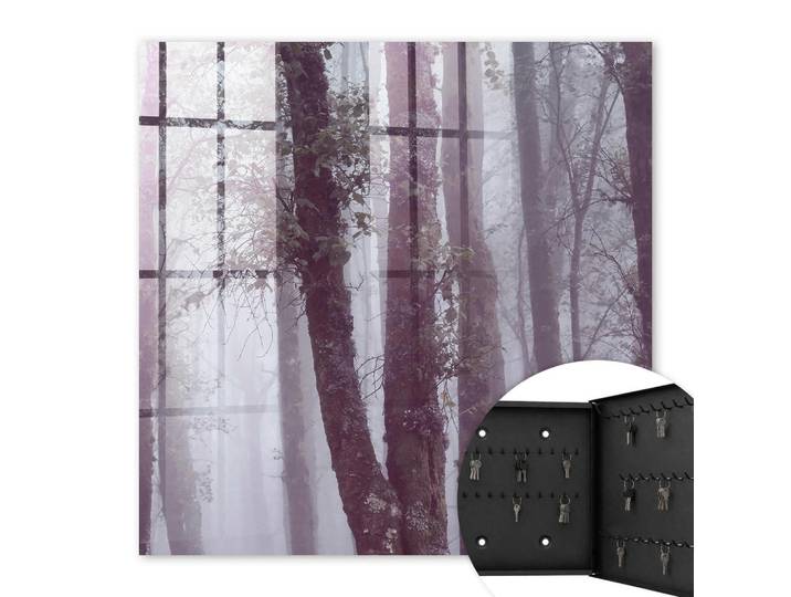 Tulup Schlüsselbox Schwarz 30x30 cm- Türöffnung nach rechts - Nebelwald, Grau, Metall, Rauten, Rechteckig, 30x30x5 cm, Garderobe, Schlüsselkästen & Schlüsselboards
