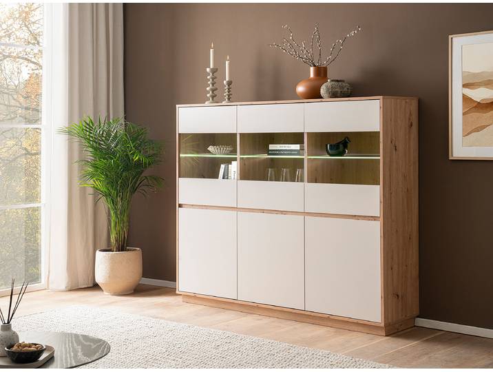 Highboard - Breite 164 cm 164 x 138 x 40cm Braun/Beige