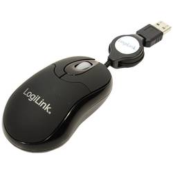 LogiLink ID0016 Maus USB Optisch Schwarz 3 Tasten 800 dpi Kabeleinzug